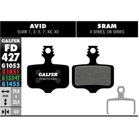 GALFER Plaquette de frein AVID ELIXIR 1 2 3 5 7 SRAM XX, X0, X7, X9, DB