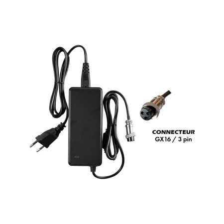 Chargeur 36V-42V / 2A (connecteur GX16-3p)