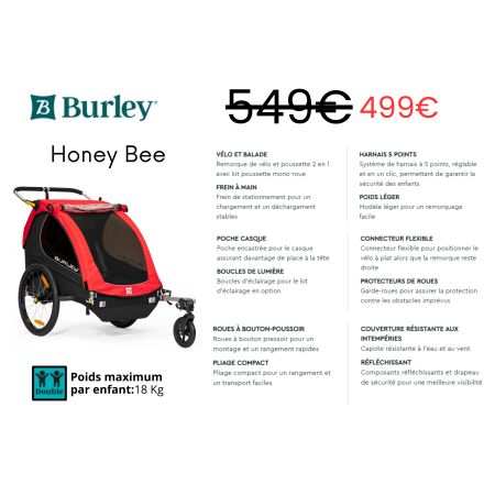 BURLEY Honey Bee Remorque et poussette pour enfants