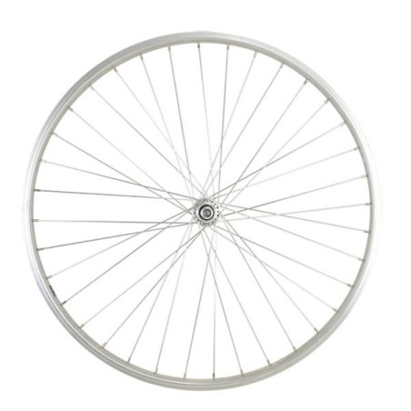 ROUE VELO URBAIN 650 X 35B AV ECROU AXE PLEIN JANTE ALU ARGENT 36T