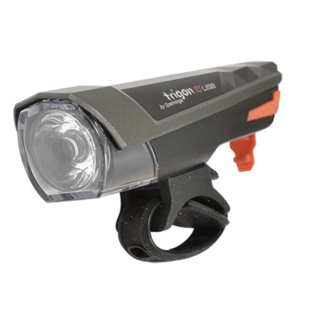 ECLAIRAGE VELO RECHARG.USB AV SPANNINGA LED TRIGON 15 NOIR 3 MODES (FIXATION CINTRE)