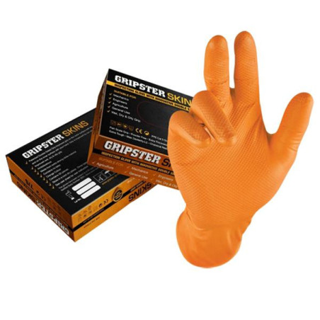 GANT DE TRAVAIL / ATELIER JETABLE T 9 (L) NITRILE HAUTE RESISTANCE (BOITE DE 50) - ORANGE