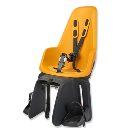 BOBIKE Porte bébé AR sur cadre et porte bagage One Maxi - gris/jaune (120-175mm)