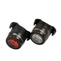 KHEAX ECLAIRAGE VELO RECHARG.USB AV+AR  LED NAOS 15 LUMEN NOIR (FIX.CINTRE / TIGE DE SELLE)