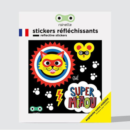 RAINETTE AUTOCOLLANT / STICKER REFLECHISSANT SUPER MIAOU