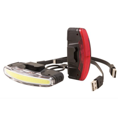 ECLAIRAGE VELO RECHARG.USB AV+AR SPANNINGA LED ARCO NOIR 3 MODES