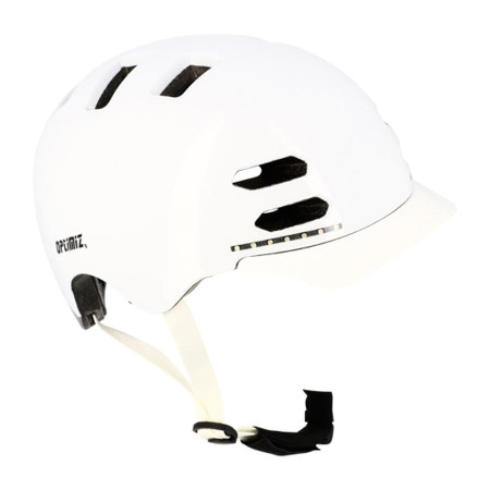 OPTIMIZ CASQUE URBAIN O370 BLANC BRILLANT IN MOLD LED & CLIGNO INTEGRE